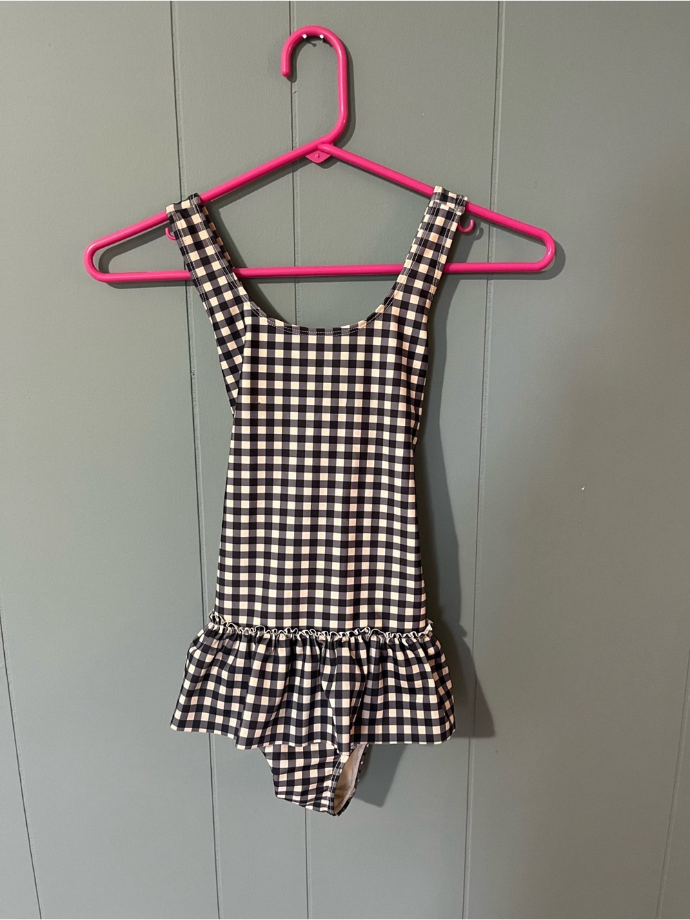 H&M Black & White Gingham Ruffle One-Piece Swimsuit